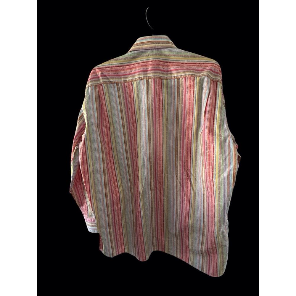 St. Croix Shirt Mens L Multi Striped Button Down Long Sleeve Made in Italy - Picture 2 of 5